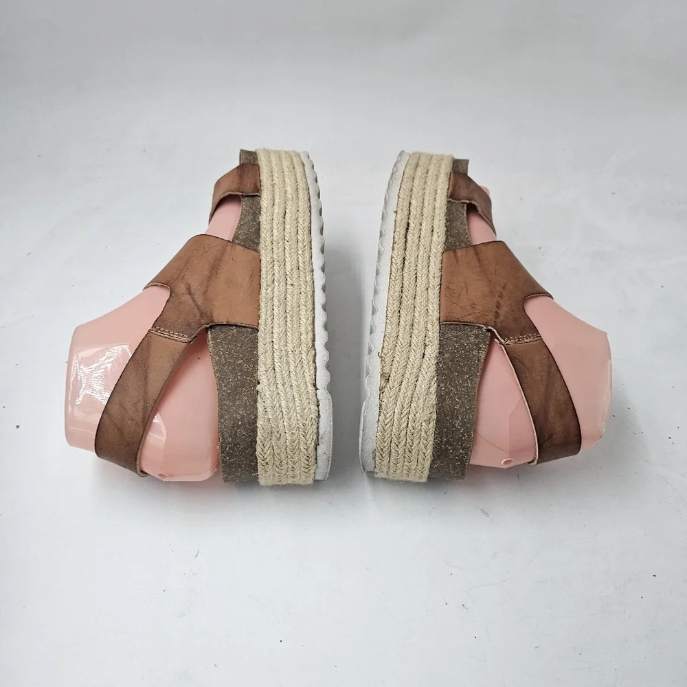 Dirty Laundry Peyton Espadrille Platform Wedge Sandals Saddle Brown 8